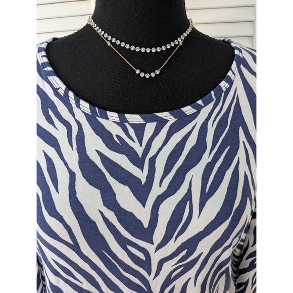Coolibar Long Sleeve Tunic Shirt Top Women's XL Blue White Animal Print UPF 50+ - Picture 3 of 12